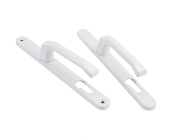 Нажимной гарнитур для мет-пласт. дверей Дверной Страж At 25/85/8 белый, закруглённая планка ДС42280 