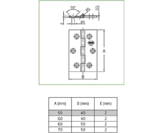 Универсальная петля Amig латунь полированная 1002-50х40 – изображение 2