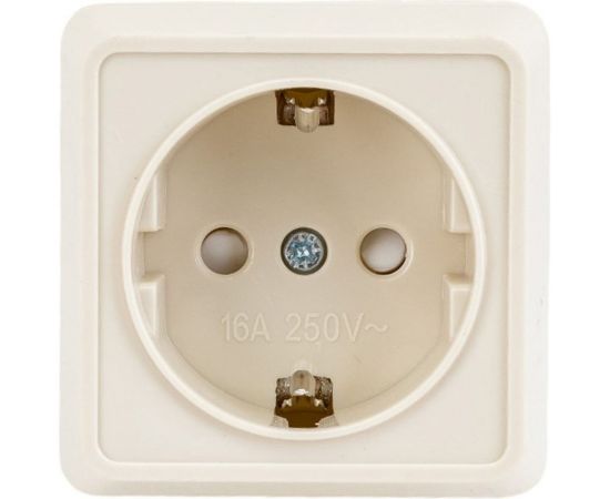 1 местная розетка IEK РСш20-3-ОКм c заземляющим контактом, с защитной шторкой,16А, открытая установка ОКТАВА кремовый ERO14-K33-16-DC 