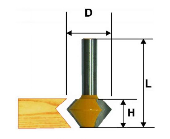 Фреза кромочная конусная (38,1х22,2 мм; 45°; хвостовик 12 мм) Энкор 10641 