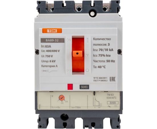 Автоматический выключатель TDM ВА89-32 3Р 63А 70кА SQ0751-0046 – изображение 7