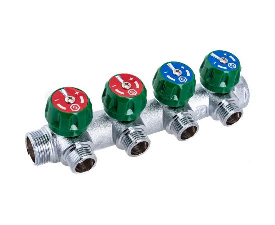 Регулирующий коллектор STOUT 3/4, 4 отвода 1/2, плоское уплотнение SMB-6849-341204 RG008UJF00344S – изображение 7