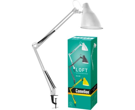 Настольный светильник Camelion KD-335 C01 белый, струбцина из высокопрочного пластика, 230V, 40W, E27 13876 – изображение 3