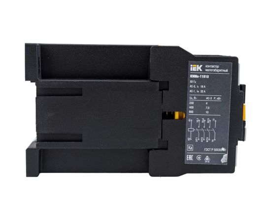 Контактор IEK КМИп-11810, 18А, 220В/АС3, 1НО, ИЭК, KMD11-018-220-10 – изображение 5