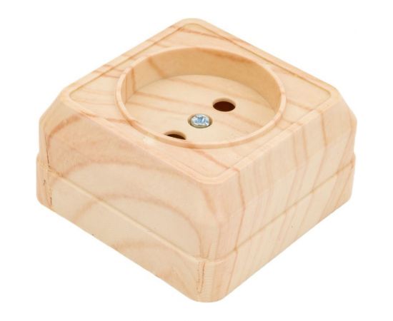 Одноместная розетка IEK РС20-2-ОС без заземляющего контакта, 10А, открытой установки, ОКТАВА, сосна ERO10-K03-10-DC – изображение 4