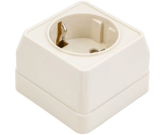 1 местная розетка IEK РСш20-3-ОКм c заземляющим контактом, с защитной шторкой,16А, открытая установка ОКТАВА кремовый ERO14-K33-16-DC – изображение 4