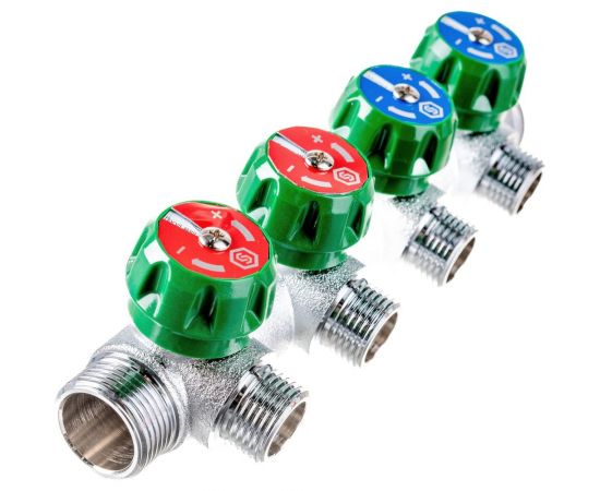 Регулирующий коллектор STOUT 3/4, 4 отвода 1/2, плоское уплотнение SMB-6849-341204 RG008UJF00344S – изображение 5