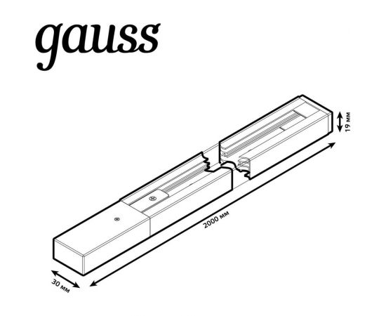 Накладной шинопровод GAUSS 2м черный с адаптером питания и заглушкой 1/20 TR104 – изображение 2
