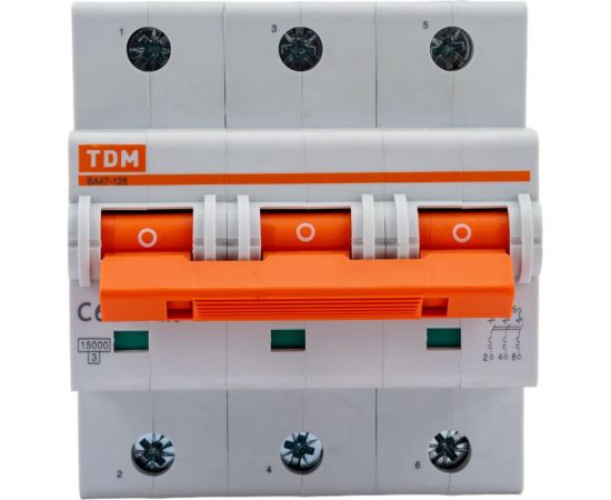 Автоматический выключатель TDM ВА47-125 3Р 63А 15кА С SQ0208-0081 – изображение 4