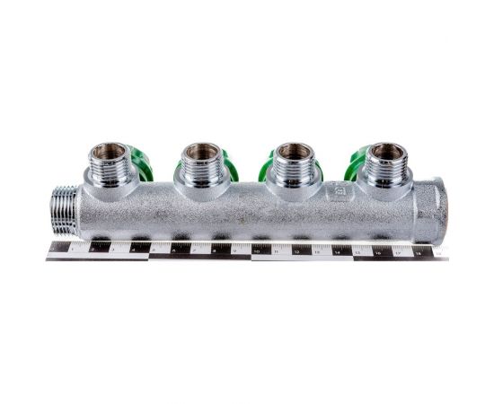 Регулирующий коллектор STOUT 3/4, 4 отвода 1/2, плоское уплотнение SMB-6849-341204 RG008UJF00344S – изображение 3