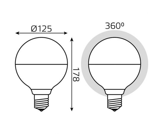Лампа LED Gauss Filament G125-DC Mirror-Milky E27 9W 890lm 4100K 125х178mm 1/10 1014802209 – изображение 2