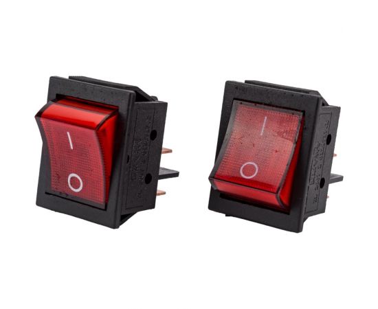 Клавиша Nord-Yada 250V 30А (мощная) красная с подсветкой (4контакта) ON-OFF (2шт в упаковке) 905462 