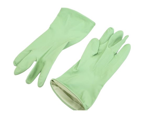 Латексные перчатки Рыжий кот с хлопковым напылением, зеленые, размер L 101280 