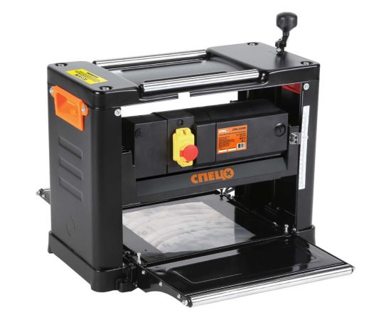 Рейсмусовый станок СПЕЦ СРМ-2200М с механической подачей 6 м/мин, 220 В, 50 Гц, 2150 Вт, обработка заготовок S=330 мм, H=160 мм, картонная упаковка СПЕЦ-4065 