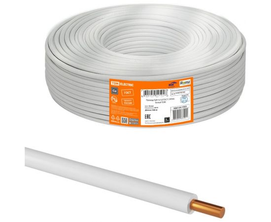 Провод ПуВ TDM 1x1,0 ГОСТ (100м), белый SQ0124-1323 