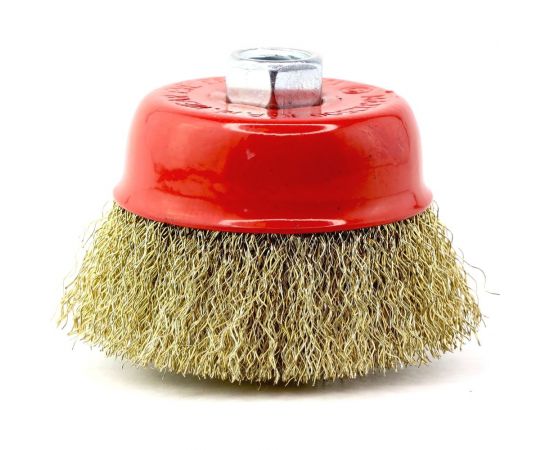 Щетка чашечная 75 мм, М14, ворс гофрированная латунированная сталь 0.30 мм для УШМ 13-027 EuroBrush EB-IBS2 