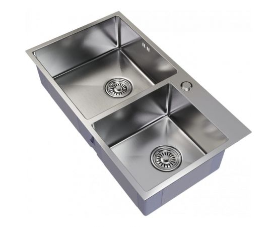 Настольная мойка MIXLINE PRO 72x40, 3мм, 2-х чашевая, выпуск 3 1/2, 22 см, с сифоном, сатин 547240 
