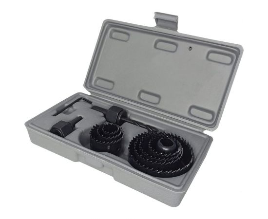 Набор кольцевых пил по дереву 19, 22, 29, 32, 38, 44, 51, 67 мм, 11 шт vertextools 0282-11 