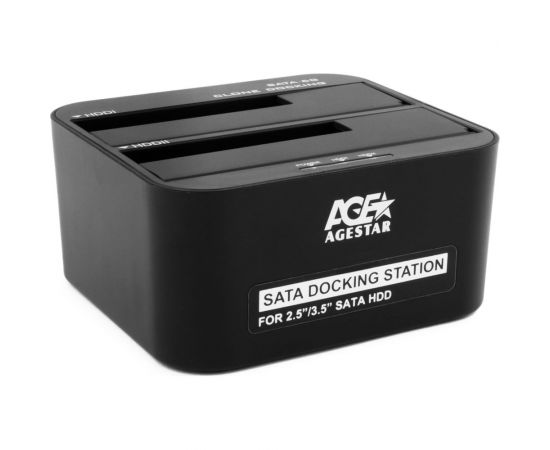 Докстанция AgeStar USB 3.0 2x2.5""/3.5"" SATA HDD/SSD, пластик, черный, UASP, Clone, 3UBT6-6G (BLACK) 