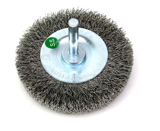 Щетка для дрели дисковая 75x10 мм, с хв-м 6 мм, гофрированная нержавеющая сталь 0.30 мм 13-173 EuroBrush EB-D75SS 