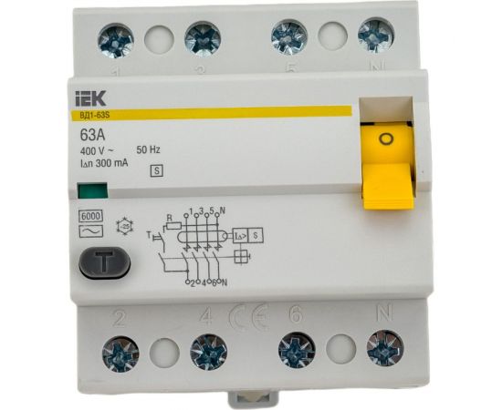 Устройство защитного отключения IEK ВД1-63S УЗО, 4Р, 63А, 300мА MDV12-4-063-300 