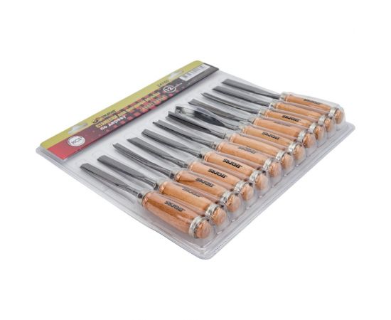 Набор резцов по дереву SKRAB 12 предметов, с деревянной ручкой HCS 24160 – изображение 3