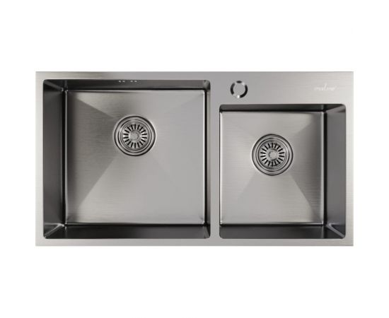 Настольная мойка MIXLINE PRO 72x40, 3мм, 2-х чашевая, выпуск 3 1/2, 22 см, с сифоном, сатин 547240 – изображение 8