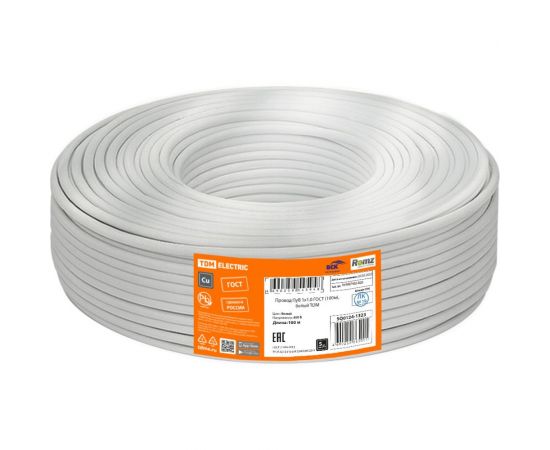 Провод ПуВ TDM 1x1,0 ГОСТ (100м), белый SQ0124-1323 – изображение 2