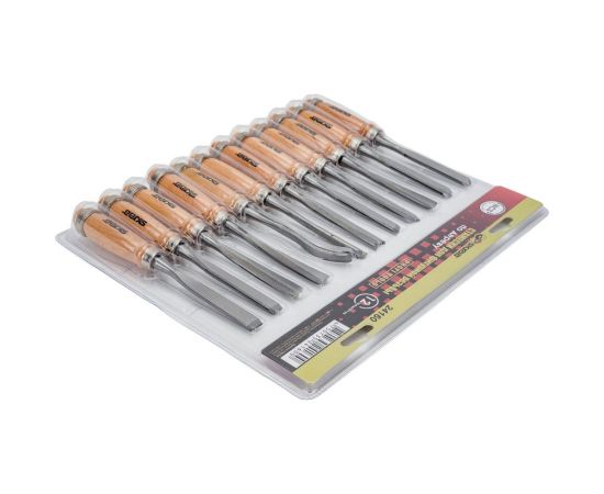 Набор резцов по дереву SKRAB 12 предметов, с деревянной ручкой HCS 24160 – изображение 2
