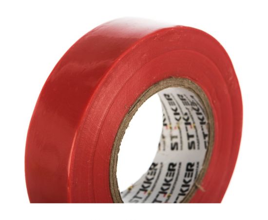 Изоляционная лента STEKKER 0,13x19 мм, 20 м, красная, INTP01319-20 32838 – изображение 3