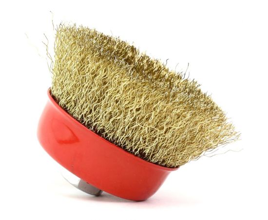 Щетка чашечная 75 мм, М14, ворс гофрированная латунированная сталь 0.30 мм для УШМ 13-027 EuroBrush EB-IBS2 – изображение 3