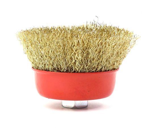 Щетка чашечная 75 мм, М14, ворс гофрированная латунированная сталь 0.30 мм для УШМ 13-027 EuroBrush EB-IBS2 – изображение 2