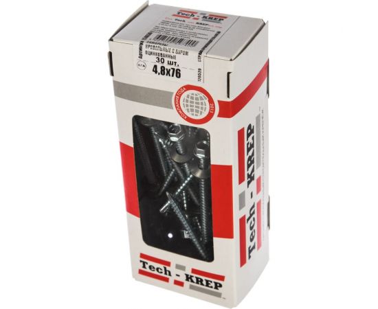 Кровельный саморез Tech-Krep КР ZP сверло 4,8х76 30 шт, коробка с окном 124636 – изображение 3