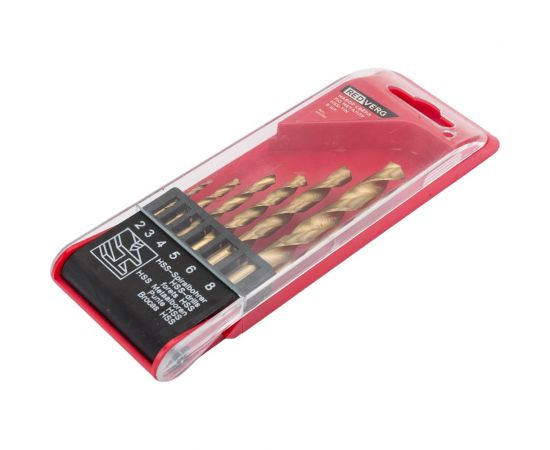 Набор сверл по металлу 6 шт., HSS-TIN, 2-8 мм REDVERG 6627077 
