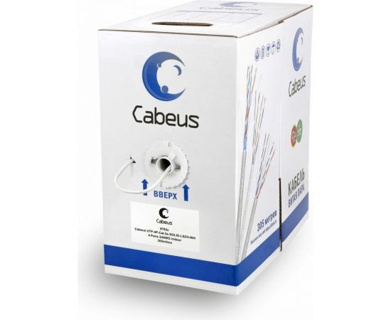 Кабель Cabeus витая пара UTP, категория 5e, 4 пары, одножильный, UTP-4P-Cat.5e-SOLID-LSZH-WH 