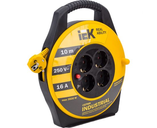 Катушка с термозащитой IEK ""Industrial"" УК10 4 места, 2Р+PЕ, 10м, 3х1,5 мм2 WKP15-16-04-10 – изображение 7