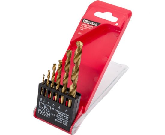 Набор сверл по металлу 6 шт., HSS-TIN, 2-8 мм REDVERG 6627077 – изображение 4
