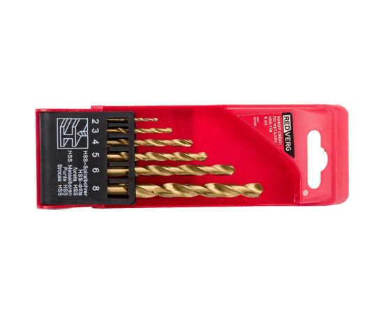 Набор сверл по металлу 6 шт., HSS-TIN, 2-8 мм REDVERG 6627077 – изображение 2