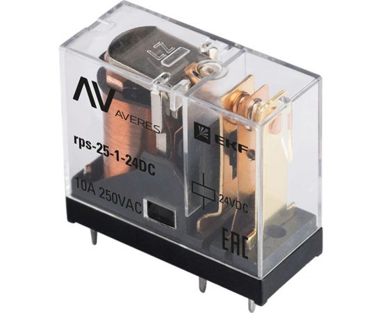 Промежуточное реле EKF slim, 25/1, 10A, 24В, DC, AVERES rps-25-1-24DC 