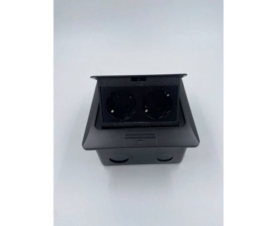 Напольная розетка Inrior розетка в пол, блок розеток в пол, черный, на 2 EURO розетки DB-02-20 