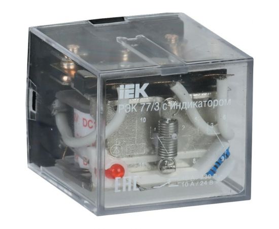 Реле IEK РЭК77/3 LY3 с индикацией 10А 12В АC RRP10-3-10-012A-LED 
