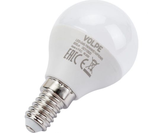 Светодиодная лампа Volpe. Форма шар, матовая. Серия Norma LED-G45-7W/WW/E14/FR/NR UL-00003820 – изображение 5