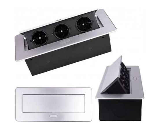 Выдвижная розетка Inrior выдвижной встраиваемый блок розеток, на 3 euro розетки, без проводки, серый TORO-01-80 – изображение 6