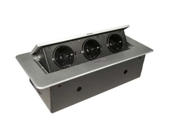 Выдвижная розетка Inrior выдвижной встраиваемый блок розеток, на 3 euro розетки, без проводки, серый TORO-01-80 – изображение 5