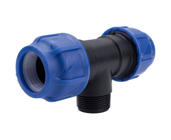 Компрессионный переходной тройник VALFEX ПНД, с наружной резьбой, 40-1 1/4""-40 1210024011440 – изображение 2