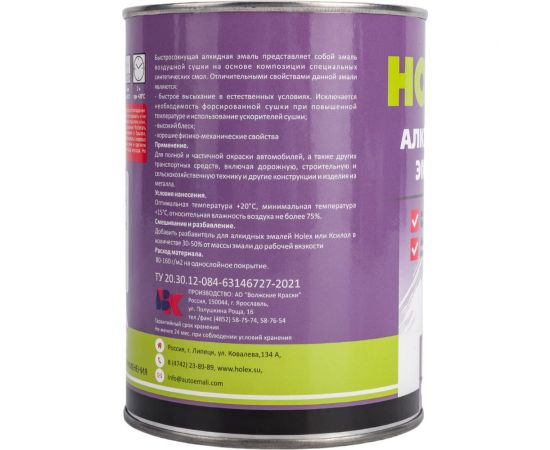 Алкидная автоэмаль HOLEX 303 защитная, 0.8 кг HAS-59038 – изображение 2