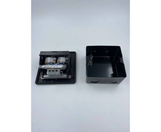 Напольная розетка Inrior розетка в пол, блок розеток в пол, черный, на 2 EURO розетки DB-02-20 – изображение 3