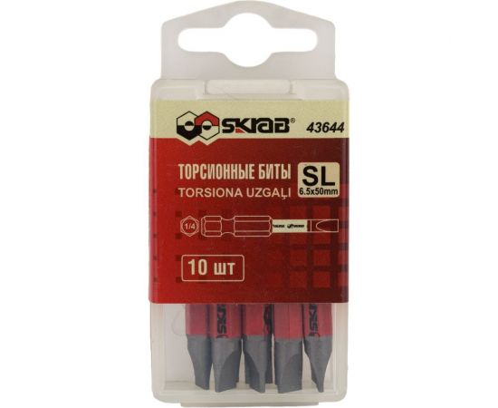 Биты торсионные красные (10 шт; SL6.5; 50 мм) SKRAB 43644 – изображение 8