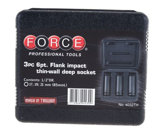 Набор тонкостенных ударных головок, 1/2"", 3 шт. FORCE 4032TH – изображение 2