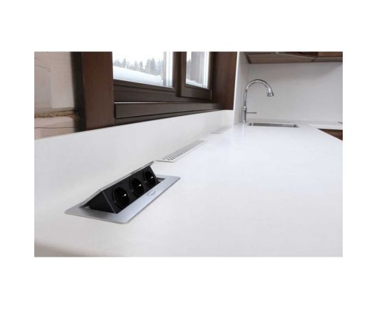 Выдвижная розетка Inrior выдвижной встраиваемый блок розеток, на 3 euro розетки, без проводки, серый TORO-01-80 – изображение 3